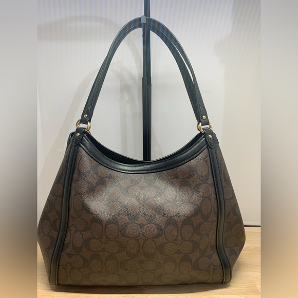 Coach Kristy Signature Brown with Black Trim Shoulder Bag/Tote NWOT - Picture 3 of 13